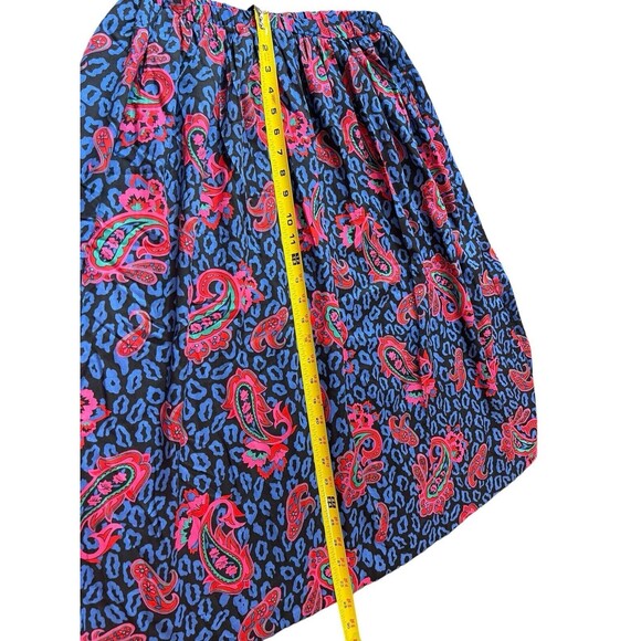 Land And Sea Vintage Ames Bold Blue Pink Floral Midi Elastic Waist Skirt M NWT - Picture 10 of 12